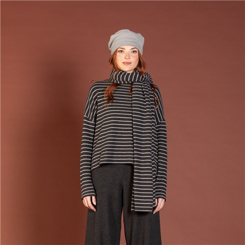 Mama B Alison Jumper -Anthracite and Grey Stripe