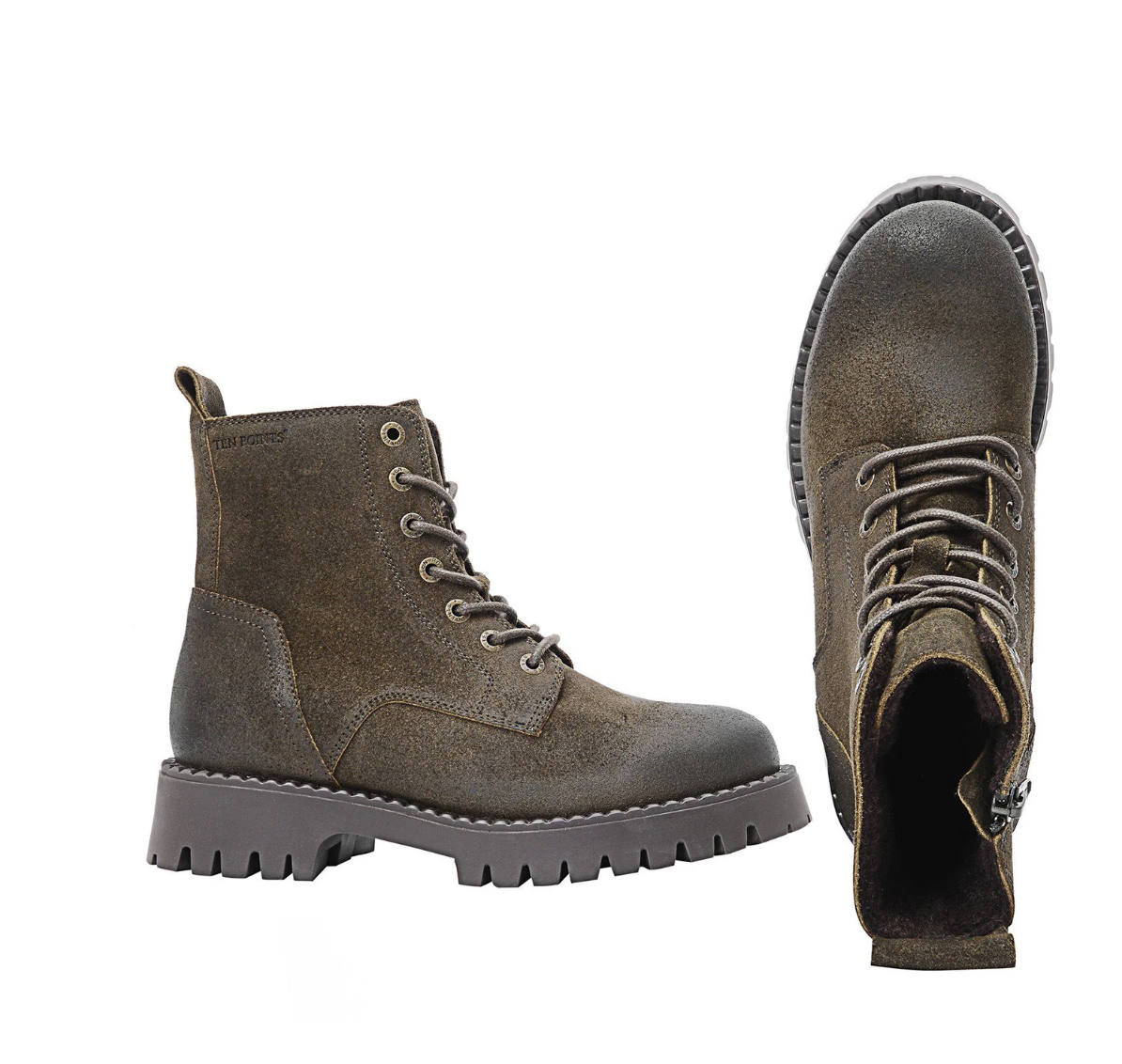 Ten Points Penny Lace Up Boots - Olive