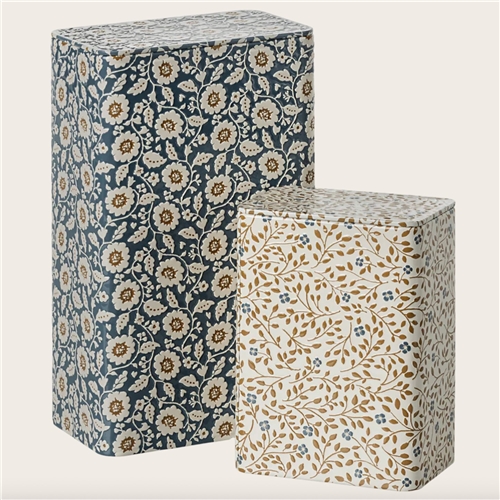 Maileg Denmark Metal Boxes with Flowers - 2 Pieces