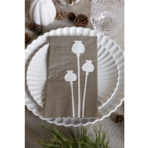 Storefactory Christmas Poppy Head Paper Napkin - Grey