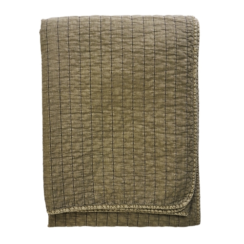 Madam Stoltz - Quilted Cotton Throw - Khaki