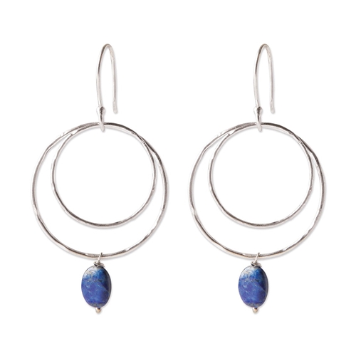 A Beautiful Story - Enjoyable Lapis Lazuli Earrings - Silver