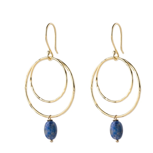 A Beautiful Story - Enjoyable Lapis Lazuli Earrings - Gold