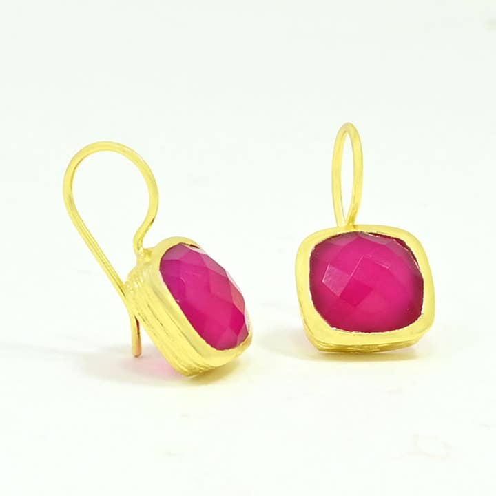 Dolce Earring - Pink Jade - Gold
