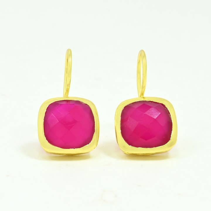 Dolce Earring - Pink Jade - Gold