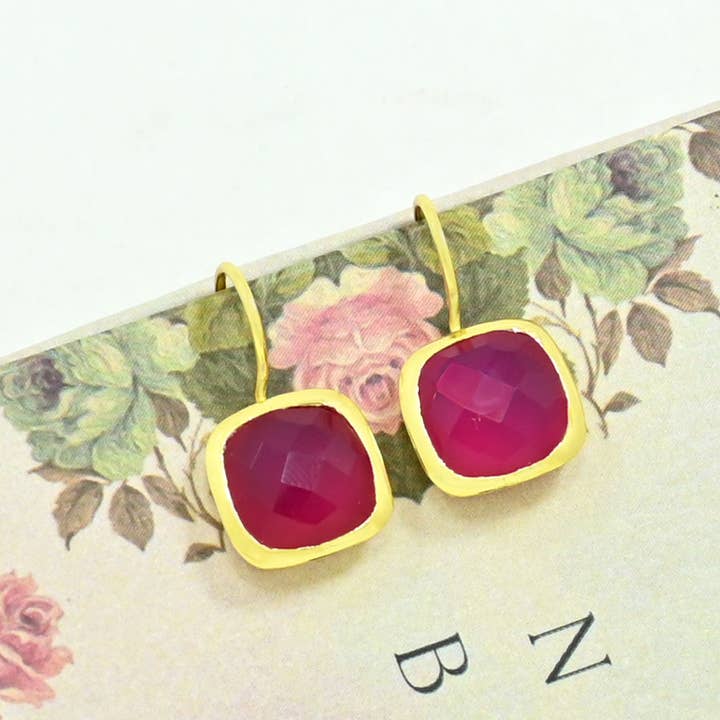 Dolce Earring - Pink Jade - Gold