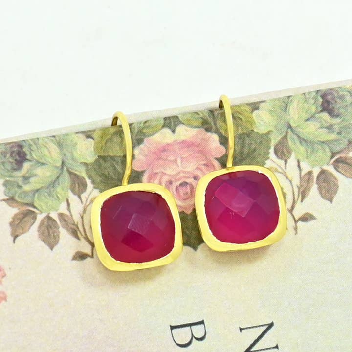 Dolce Earring - Pink Jade - Gold