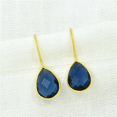 Teardrop Gemstone Earring Gold Silver 925 - Blue Iolite