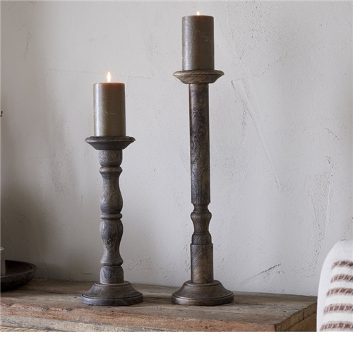 Nkuku - Nayati Rustic Wood Pillar Candle Stick - Small