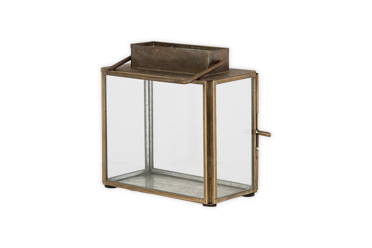 Nkuku Obi Mini Table Lantern - Antique Brass Small
