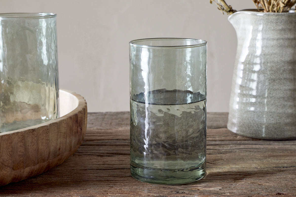 Nkuku Yala Hammered High Ball Glasses - Sage