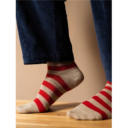 Rove Fine Merino Stripe Red Socks