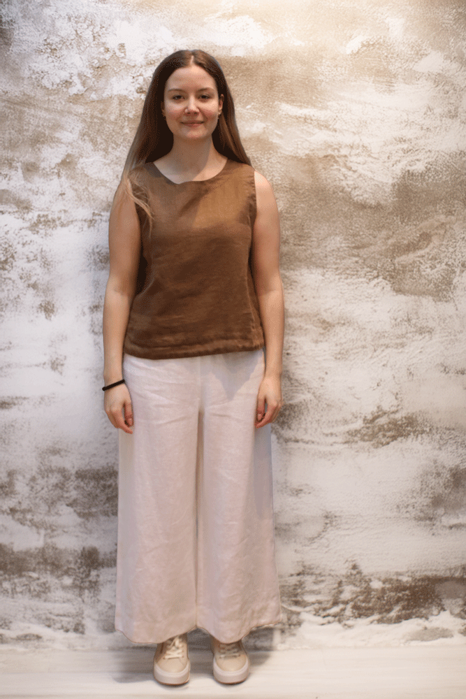 Cut Loose Crop Pant - Solid Linen - White