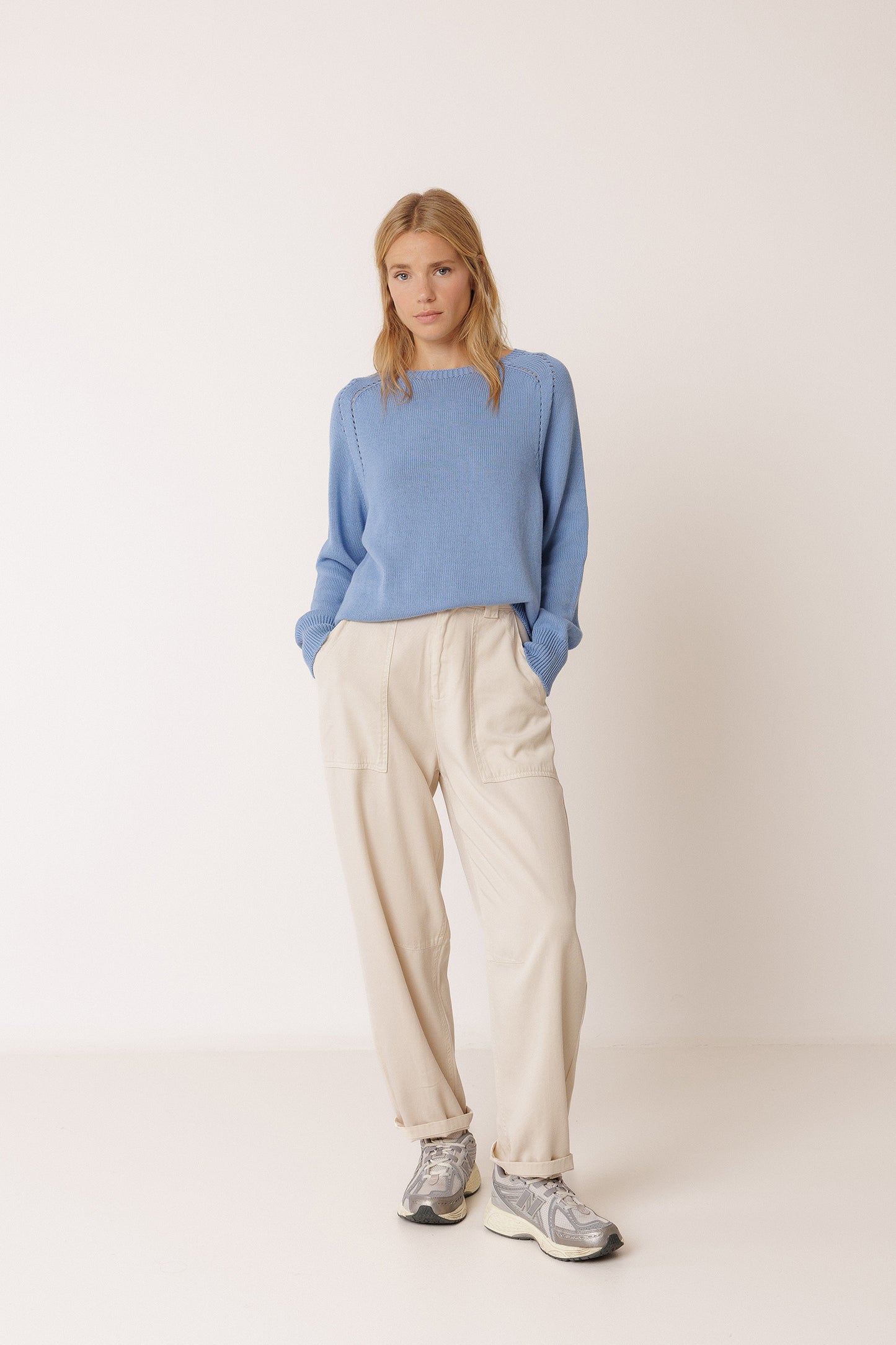 Indi & Cold Basic Loose Sweater - Azul