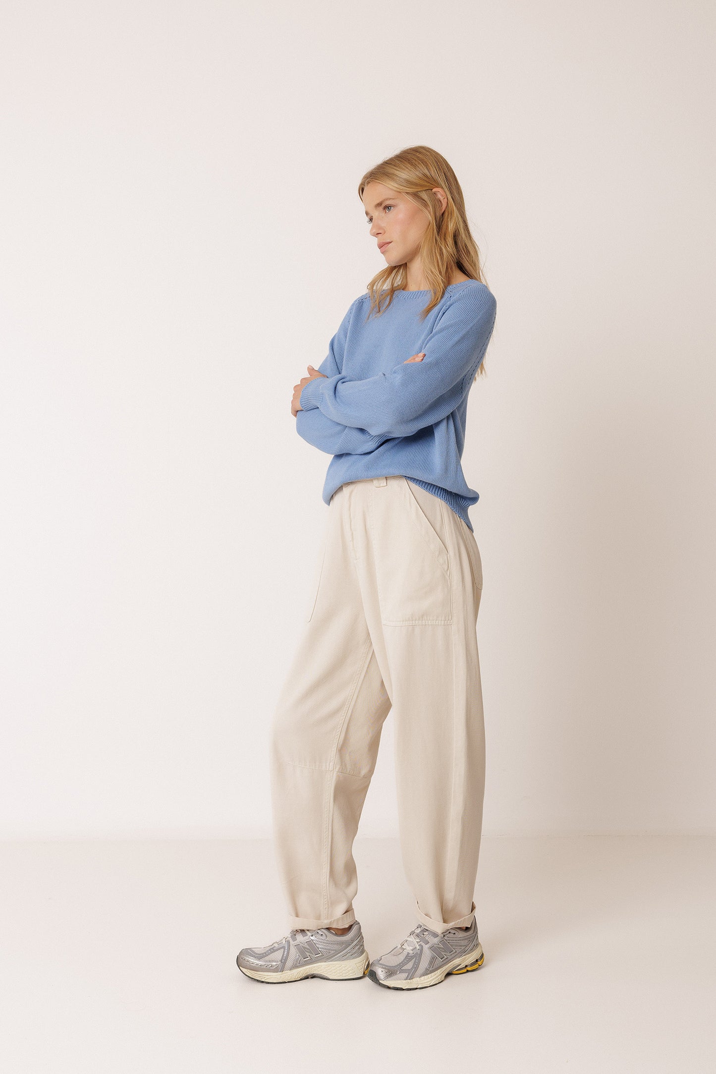 Indi & Cold Basic Loose Sweater - Azul