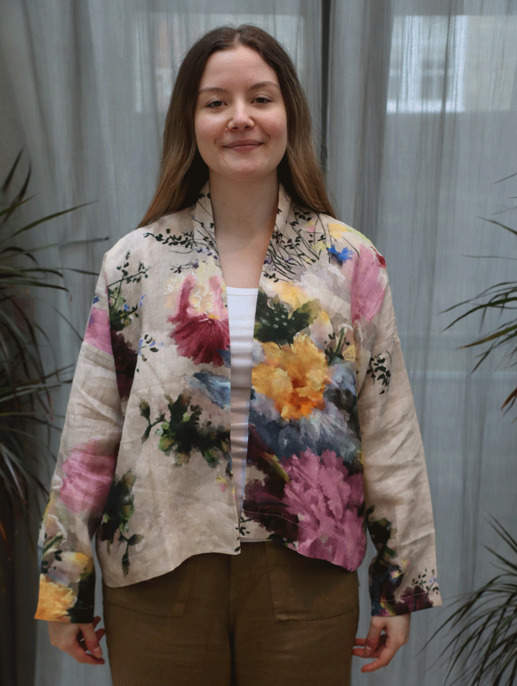 Raga & Yavi 100% Linen Ladies Jacket - Floral