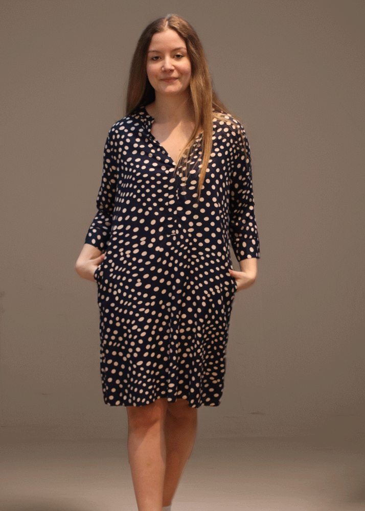 Masai Nokolo Print Classic Dress - Navy Blazer