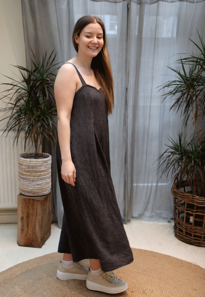 Cut Loose Crinkle Check Jumpsuit - Black Check