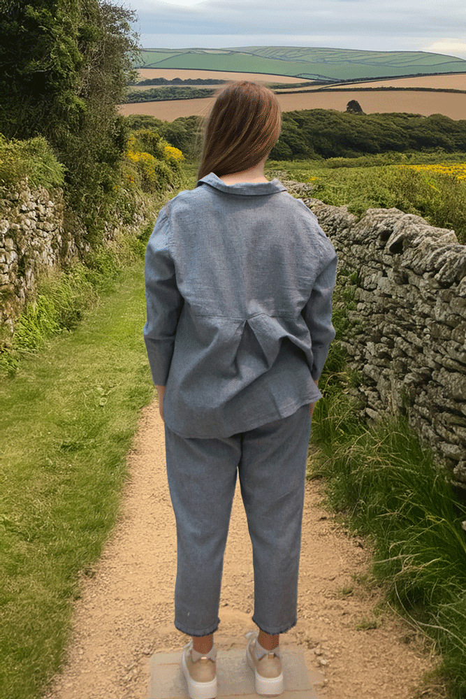 Cut Loose Cropped Easy Shirt - Bellflower