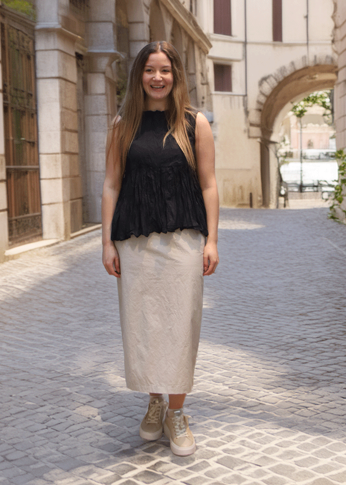 Neirami Crinkle Top - Soft Navy