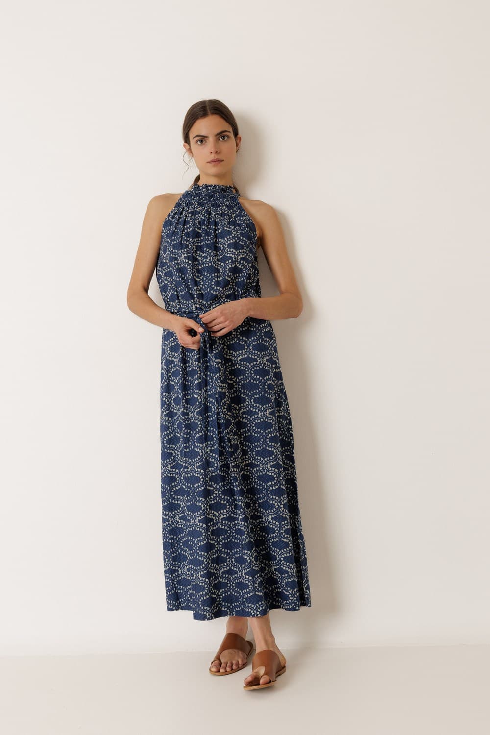 Indi & Cold Indigo Patterned Sleeveless  Dress