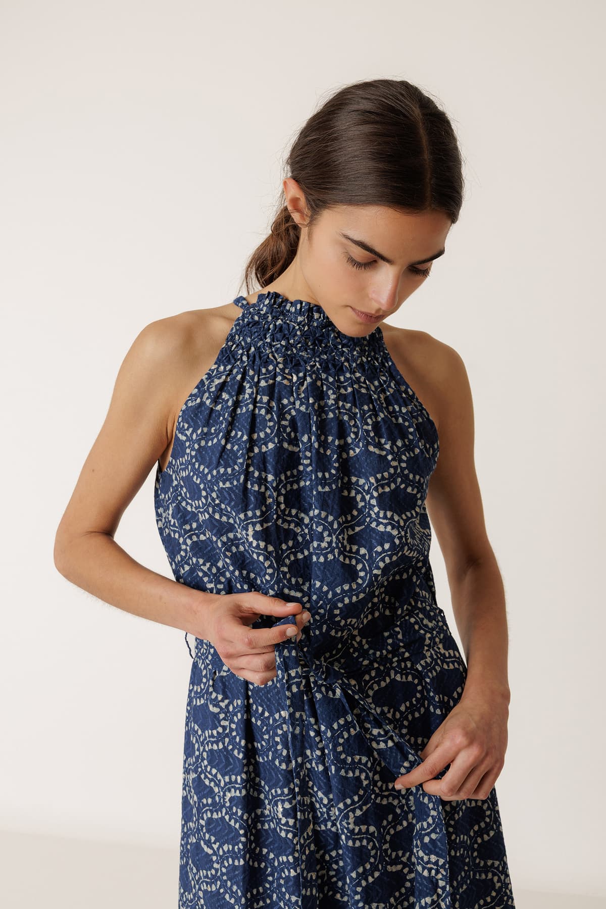 Indi & Cold Indigo Patterned Sleeveless  Dress