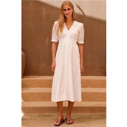 Aspiga Iris Organic Cotton Dobby Dress - White