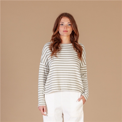 Mama B  Alison Striped Jumper - Lichen