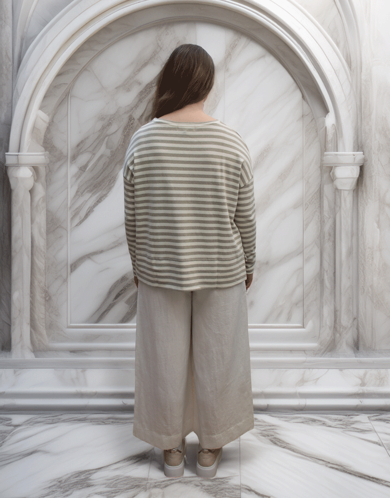 Mama B  Alison Striped Jumper - Lichen