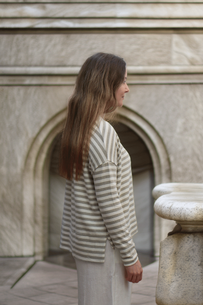 Mama B  Alison Striped Jumper - Lichen