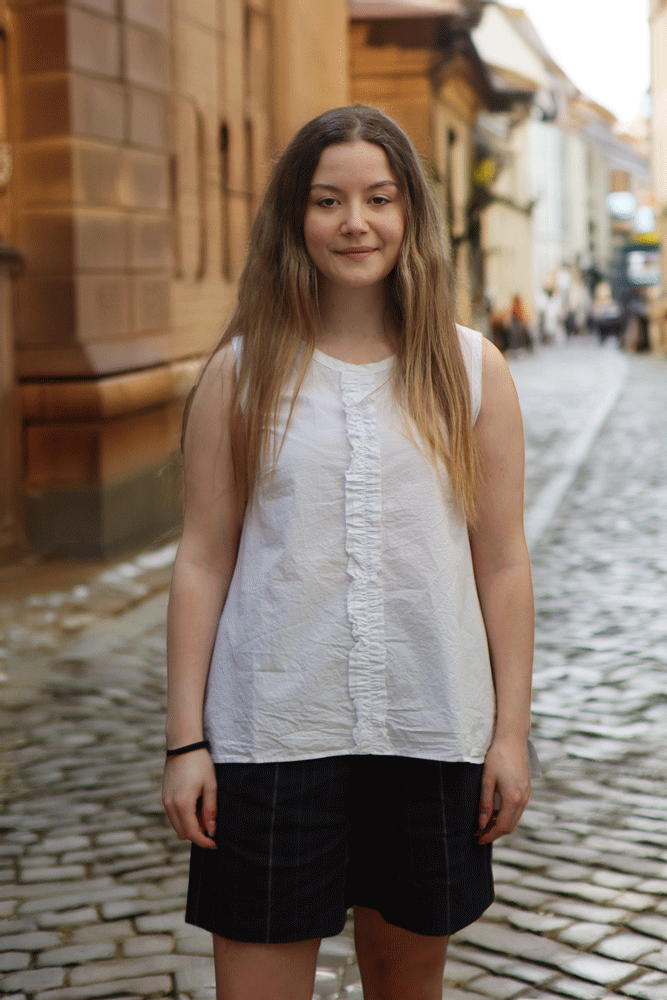 Mama B  Ora Frayed Edge Top - Bianco