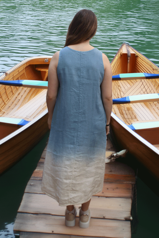 Blueberry Italia Two Tone Ombre Dress - Skye Ecru