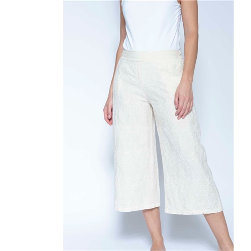 Blueberry Italia Embroidered Linen Trousers - Ecru