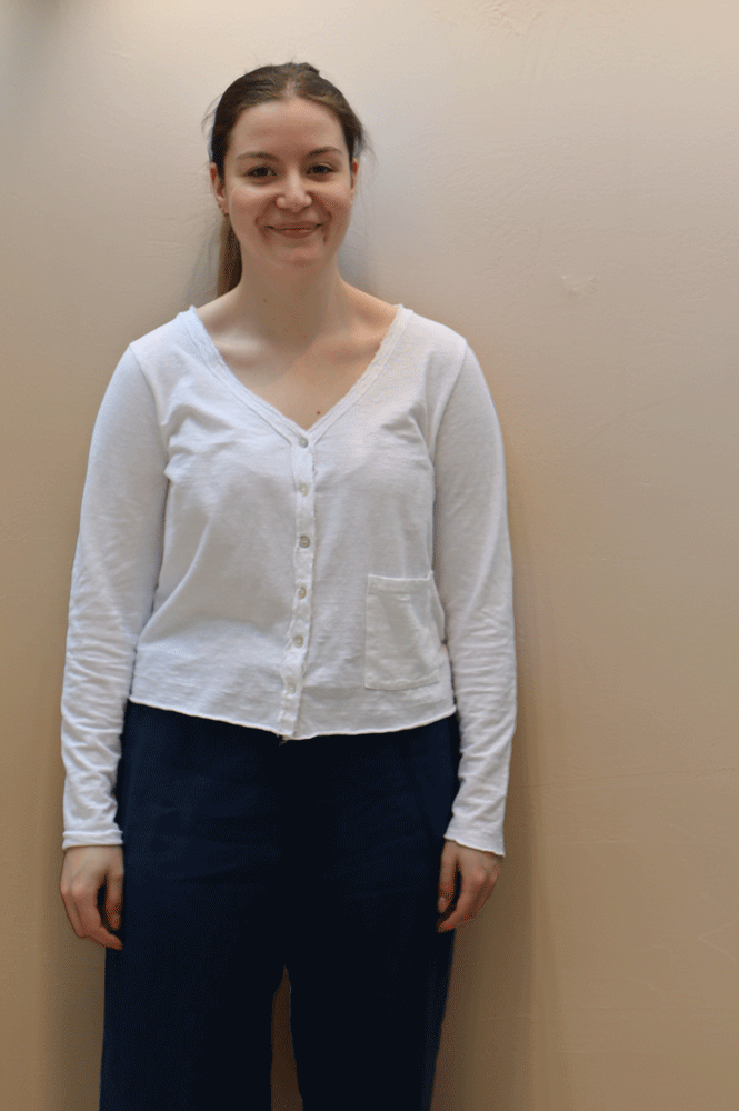 Cut Loose White Cropped Cardigan with Pocket