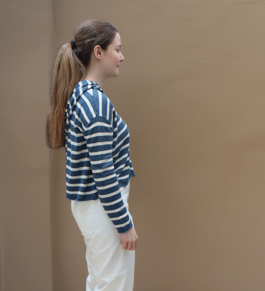 Ochre Cashmere Eisi Striped Hoody - Teal Buttermilk