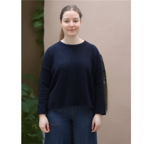 Ochre Cashmere Rina Jumper - Navy/Cloud Blue
