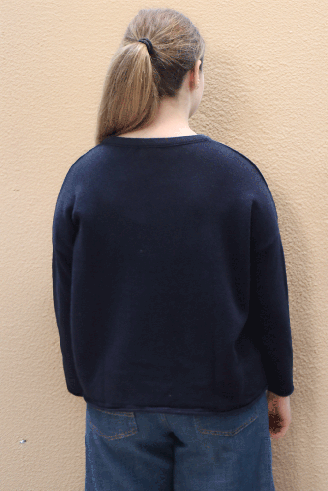 Ochre Cashmere Rina Jumper - Navy/Cloud Blue