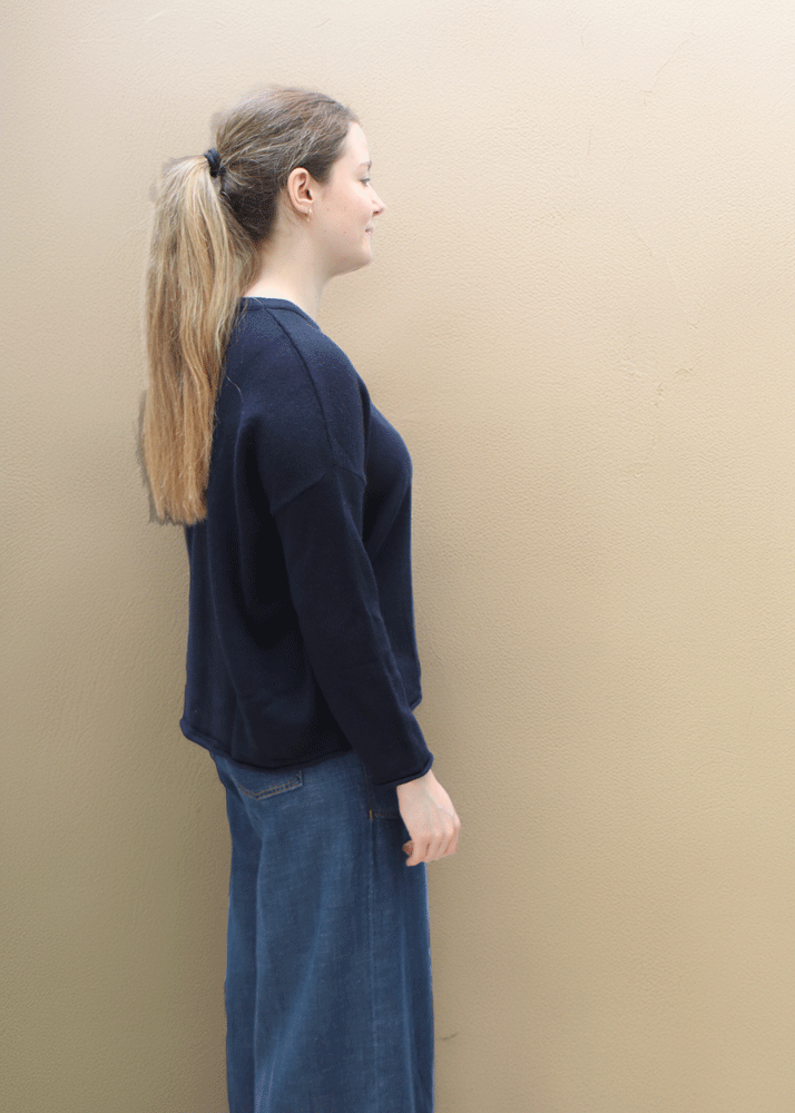 Ochre Cashmere Rina Jumper - Navy/Cloud Blue