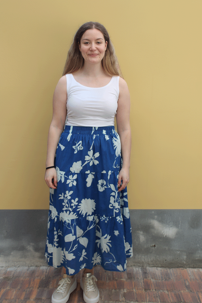 Handprint Dream Cady Skirt - Blue Floral