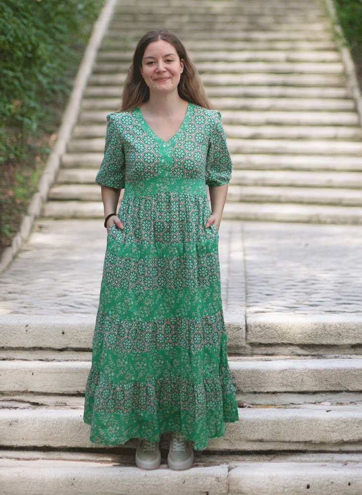 Handprint Dream Lovett Dress - Mosaiq Green