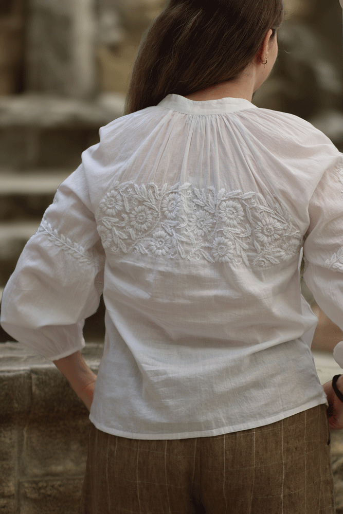 Handprint Dream Athena Blouse/White