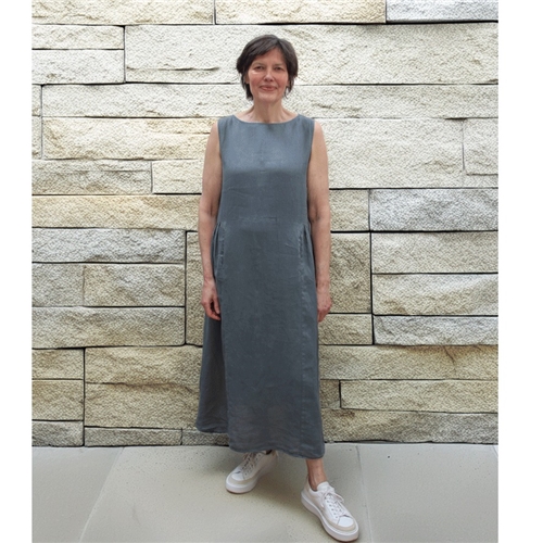 Pre Loved Neirami Midi Sleeveless Linen Dress - Shadow