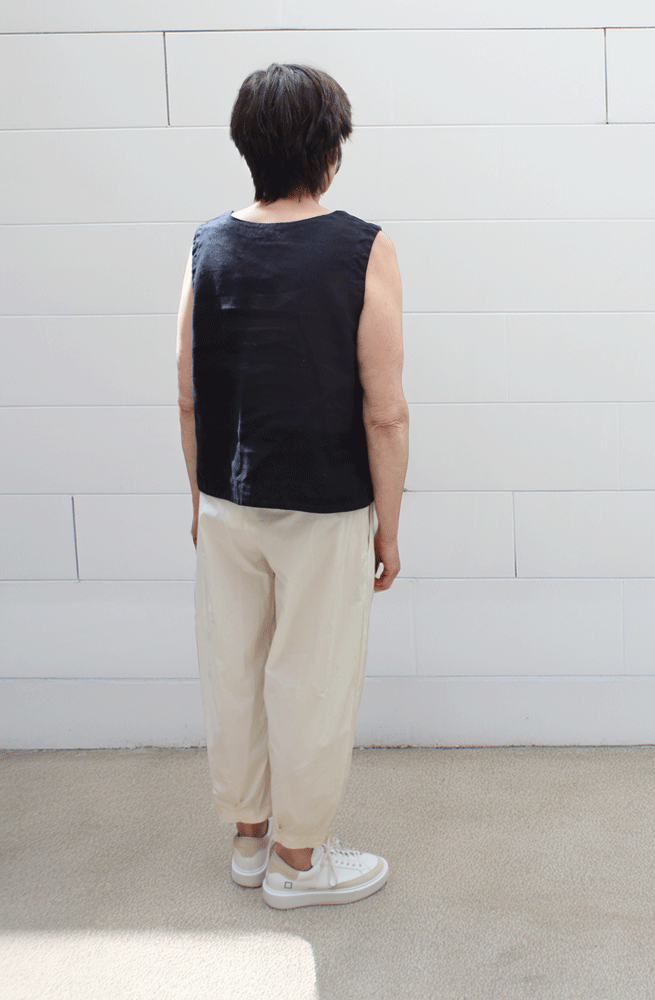Pre Loved Cut Loose Linen Shell Top - Lights Out
