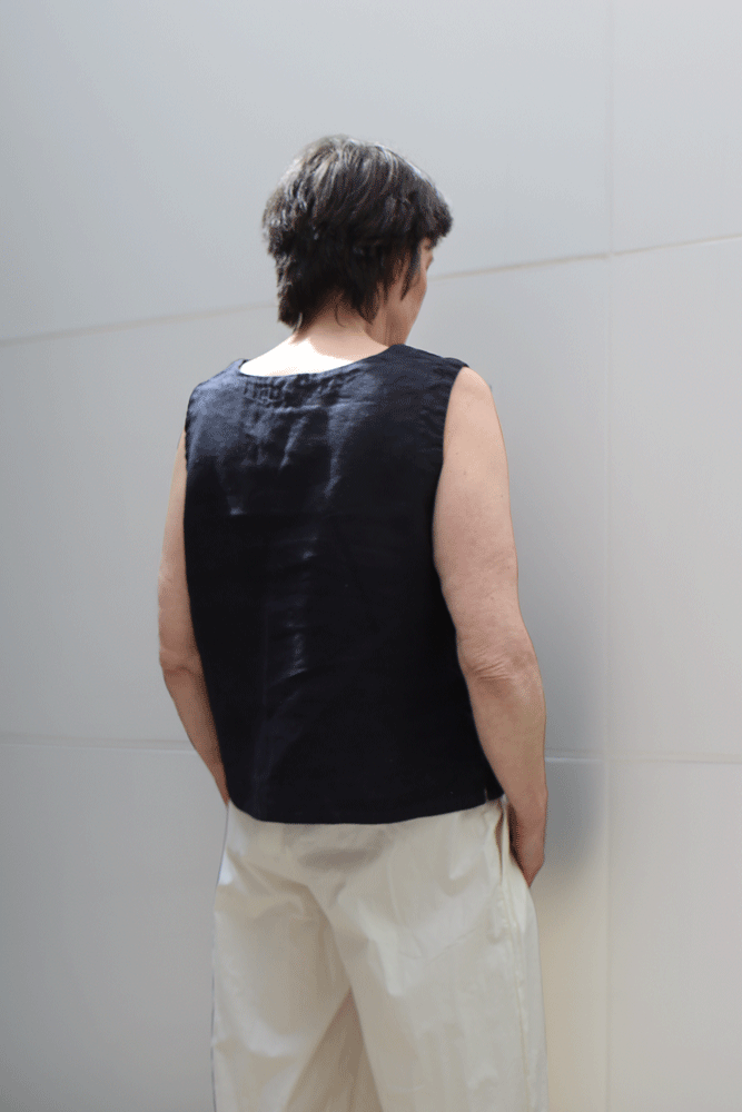 Pre Loved Cut Loose Linen Shell Top - Lights Out