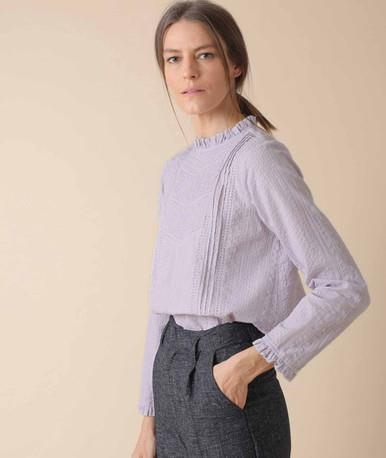 Pre Loved Indi & Cold High Neck Romantic Lilac Blouse