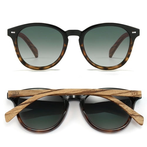 Soek Sunglasses Taine Black Tort | Khaki Gradient Lens | Walnut Arms