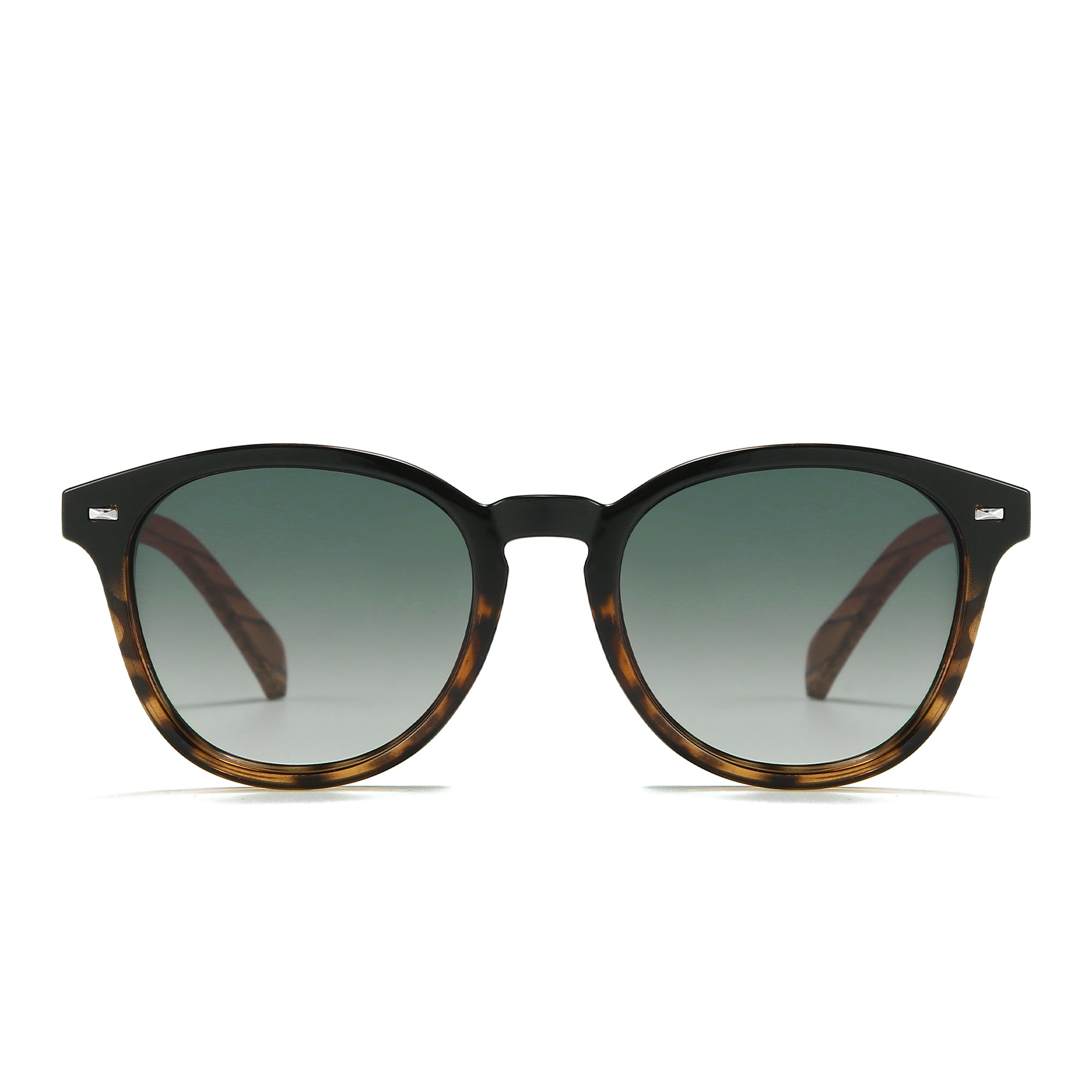 Soek Sunglasses Taine Black Tort | Khaki Gradient Lens | Walnut Arms
