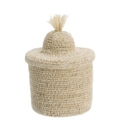 Madam Stoltz Seagrass Basket with Lid - White