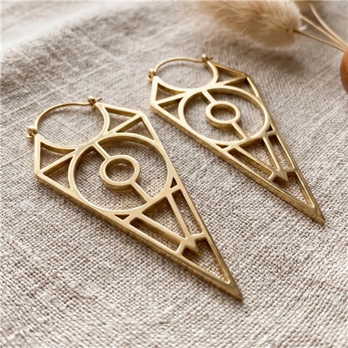 Artisans of Humunity Boho Geometric Brass Earrings