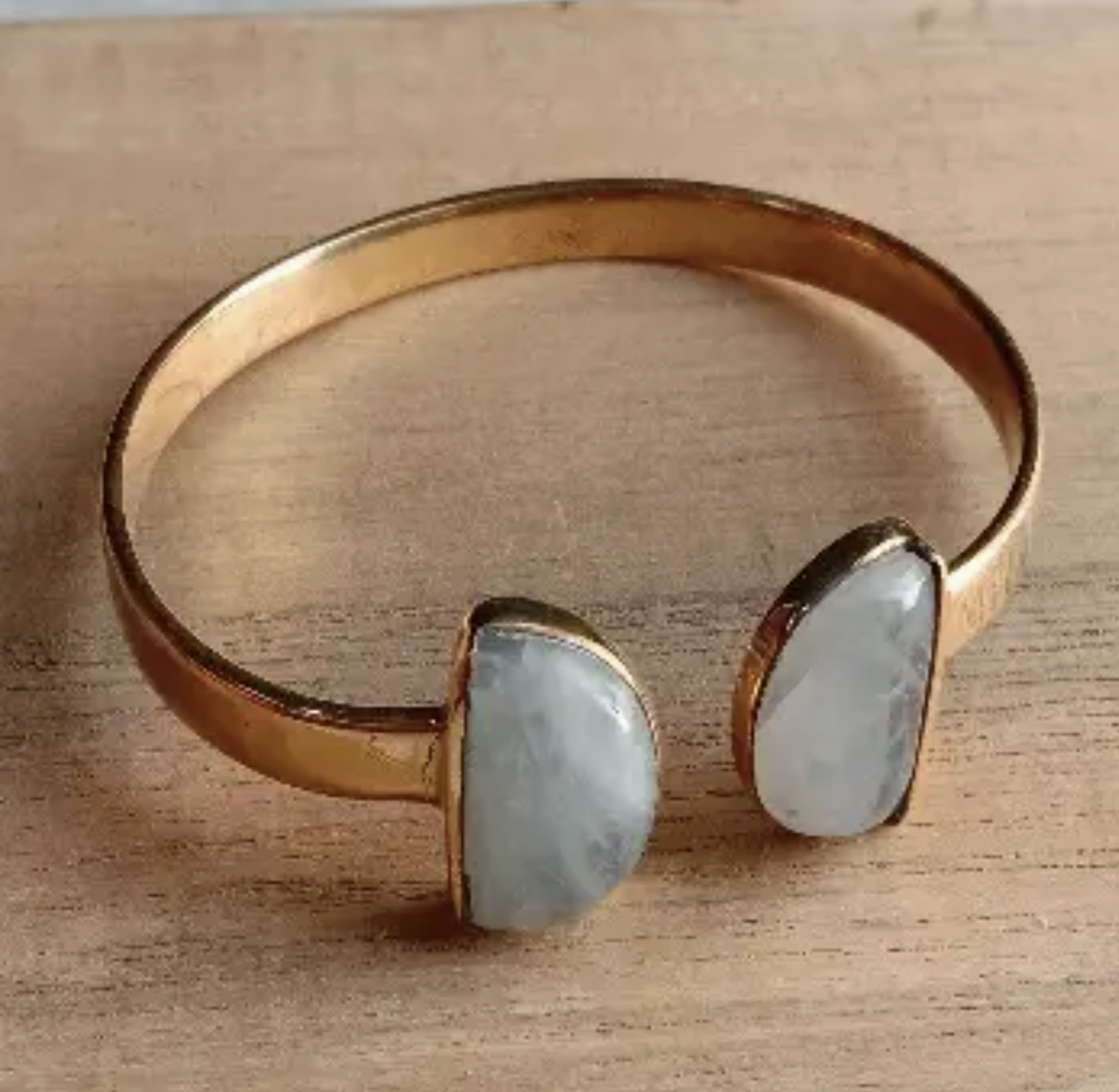 Artisans of Humunity Double Moonstone Brass Cuff - Moonstone